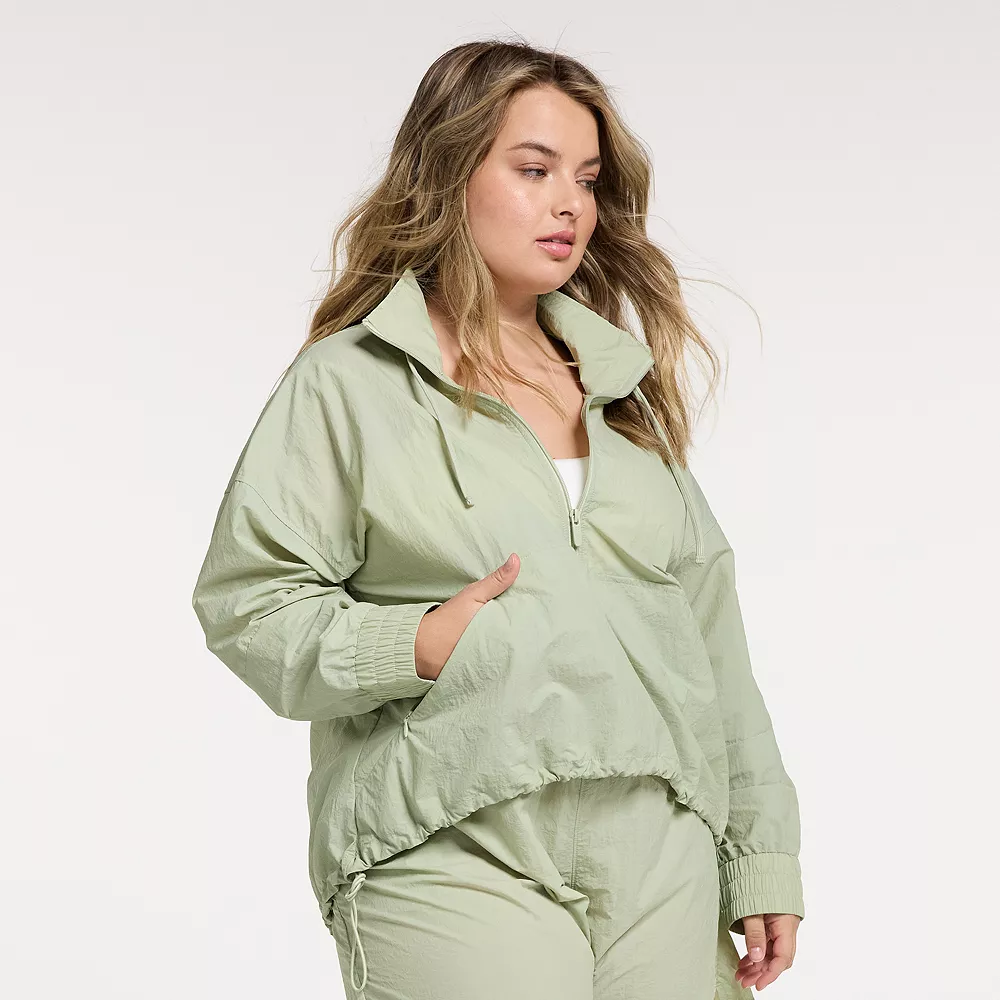 Plus Size FLX Half-Zip Woven Crop Jacket