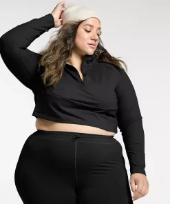 Plus Size FLX Quarter-Zip Crop Mockneck Jacket