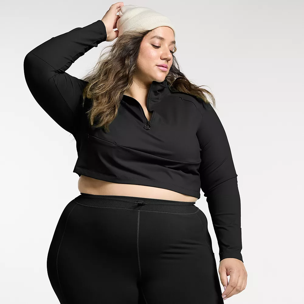 Plus Size FLX Quarter-Zip Crop Mockneck Jacket
