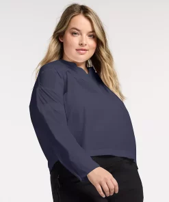 Plus Size FLX Woven Popover Top