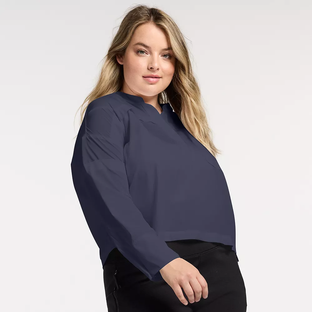 Plus Size FLX Woven Popover Top
