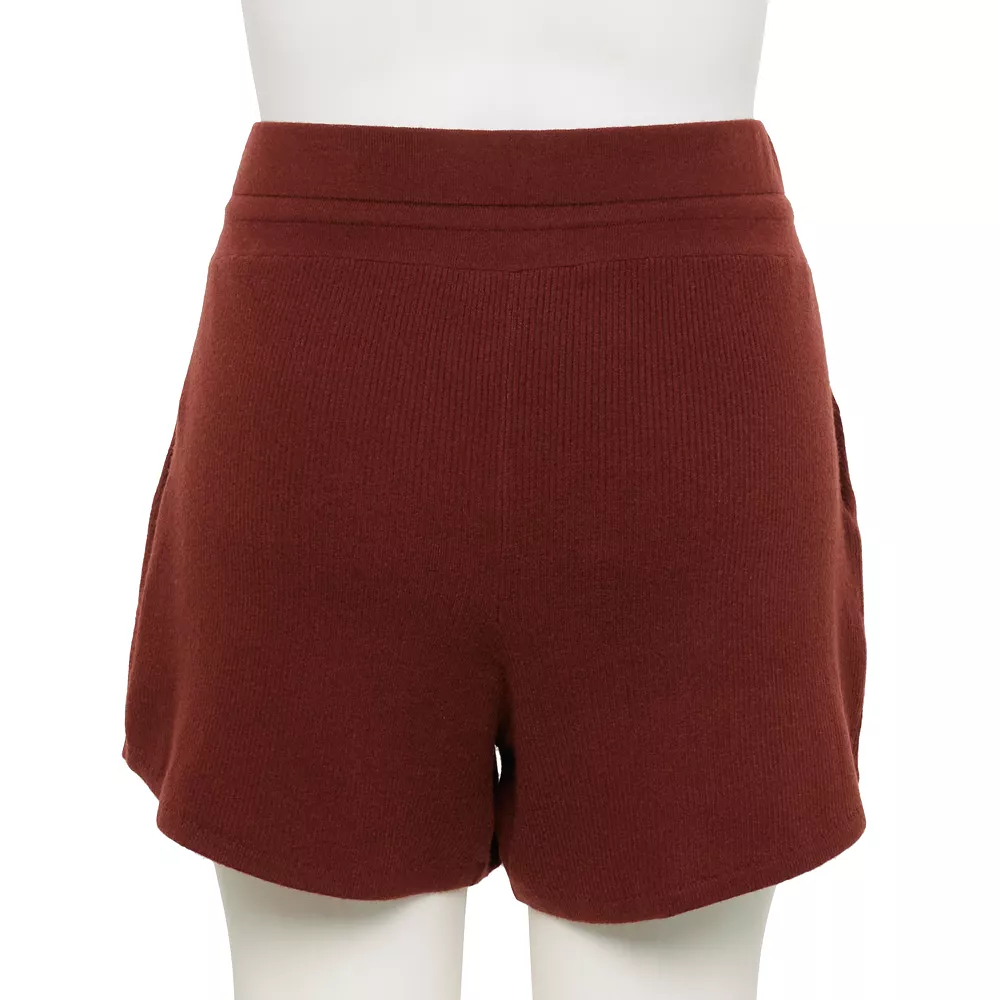 Plus Size FLX Ribbed High-Waisted Sweater Shorts - Image 3