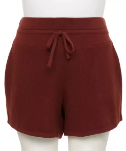 Plus Size FLX Ribbed High-Waisted Sweater Shorts