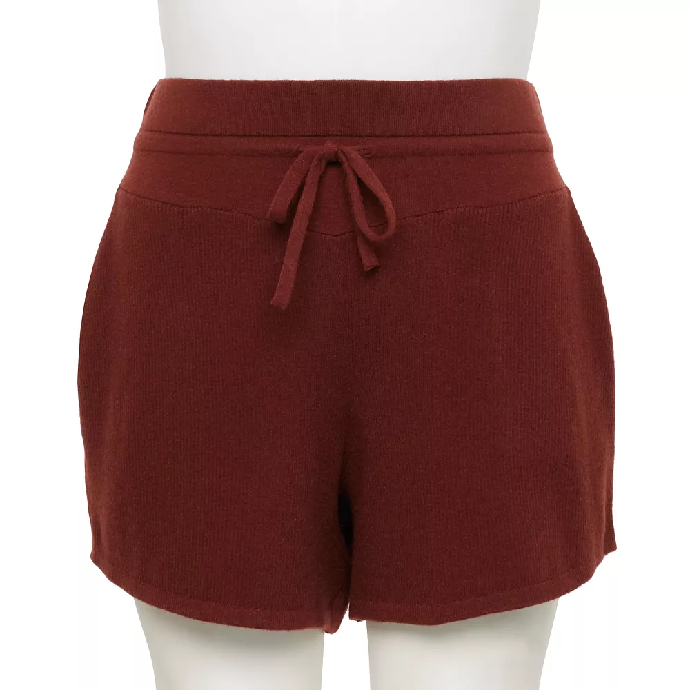Plus Size FLX Ribbed High-Waisted Sweater Shorts