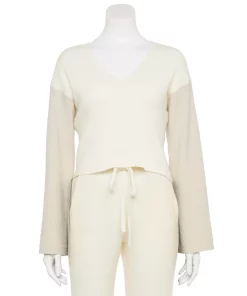 Women's FLX Ribbed Open-Back V-Neck Sweater