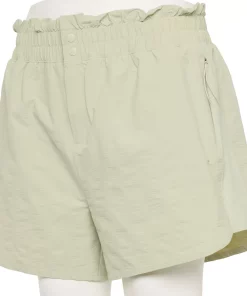 Plus Size FLX High-Waisted Paperbag-Waist Shorts
