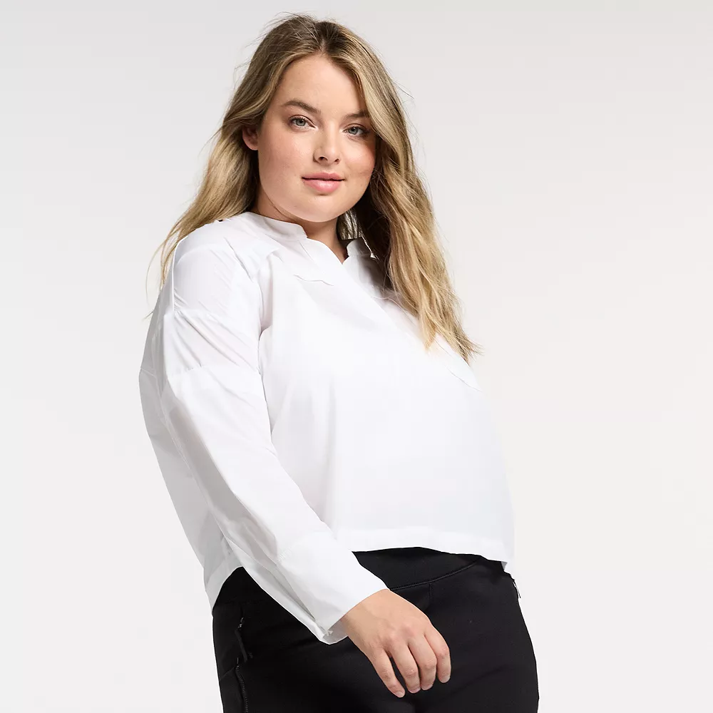 Plus Size FLX Woven Popover Top